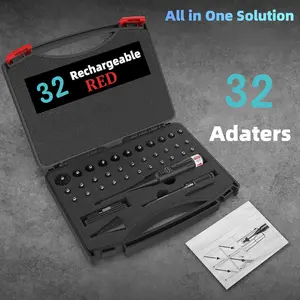 Universal zeroing-calibration tool, equipped with multiple adapters, compatible with over 200 models ranging from .17 to 12 caliber.