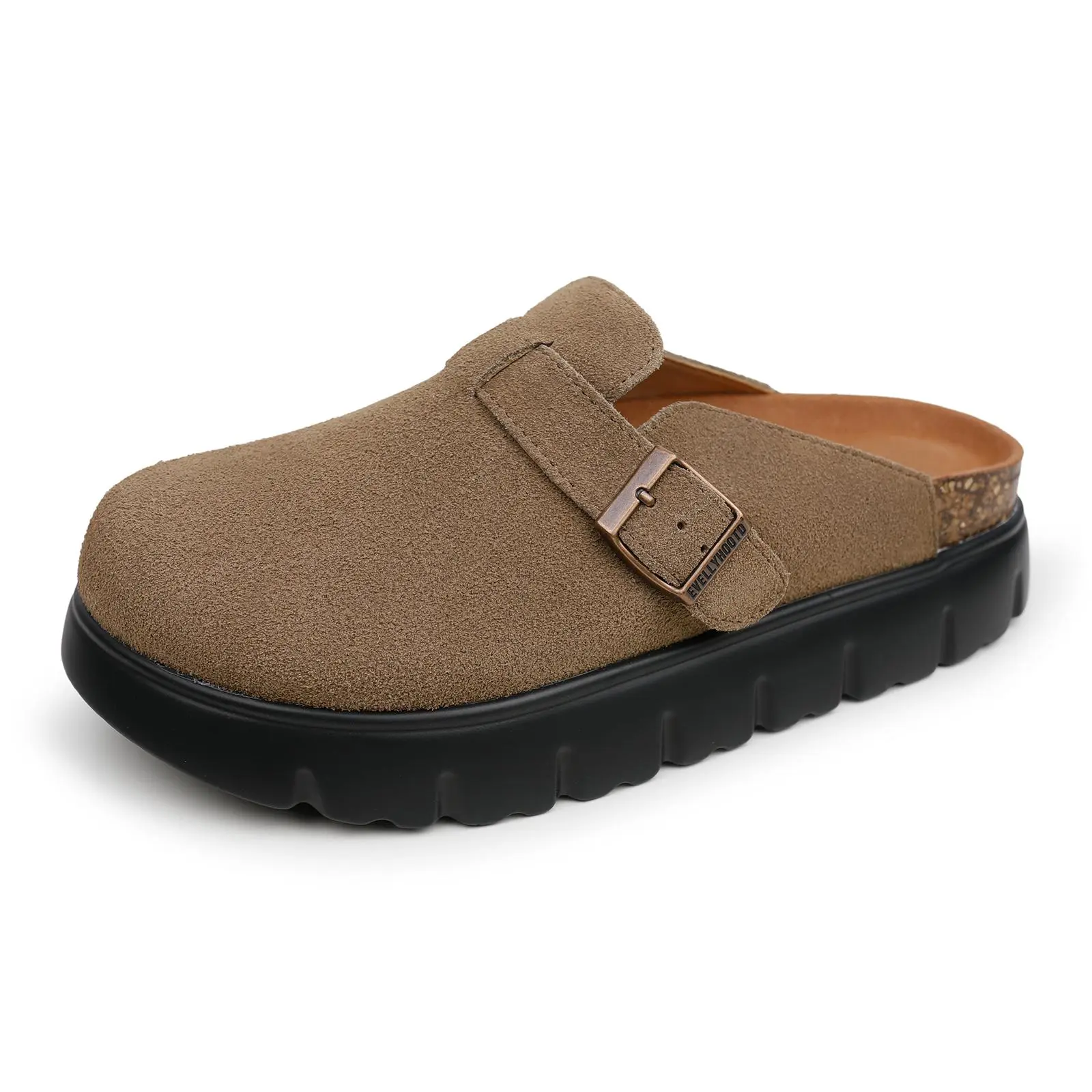 EVELLYHOOTD Women's High Quality 100% Genuine Leather Platform Clogs - Arch Support Cork Footbed, Non-Slip Walking Shoes for Casual Wear 2026, Women's Footwear, Shoes For Women,shoes for back to school,back to school shoes