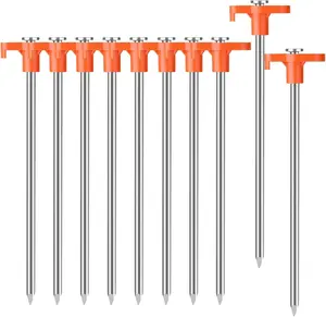 10PCS Tent Stakes Heavy Duty Camping Tent Stakes 7Inch Non-Rust Metal Tent Pegs