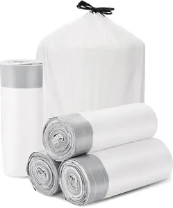 8 Gallon Drawstring Garbage Bags 100 Pack Thick & Stretchy Trash Bags for Bathroom, Bedroom, Living Room