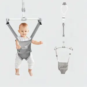 Baby Doorway Jumper for 6-24 Months, Portable Indoor Baby Bouncer with Secure Clamp, Steel Spring, Adjustable Straps & Soft Padded Seat, Grey Infant Exerciser for Balance, Coordination & Motor Skills Development colum pio bebé