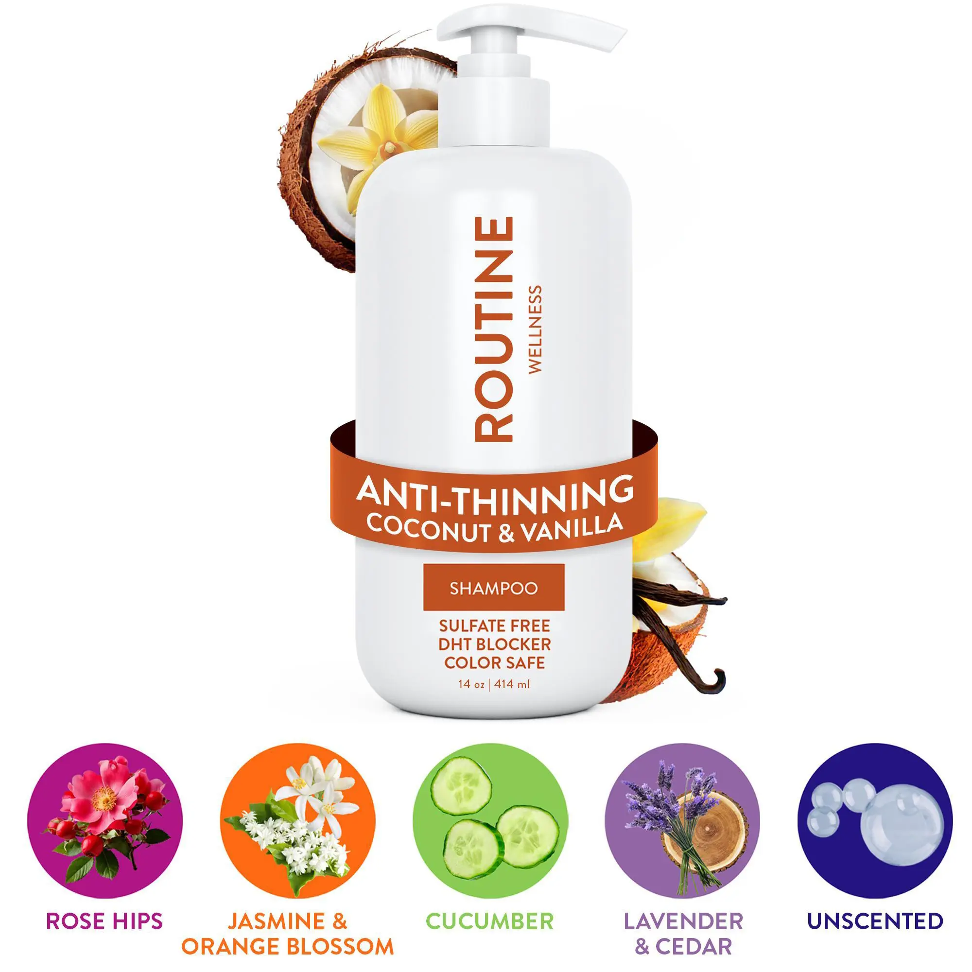 Routine Wellness Anti-Thinning Volumizing Shampoo for Thinning Hair & Hair Loss - Grow Your Confidence with Biotin & DHT Blockers - 14 oz Shampoo