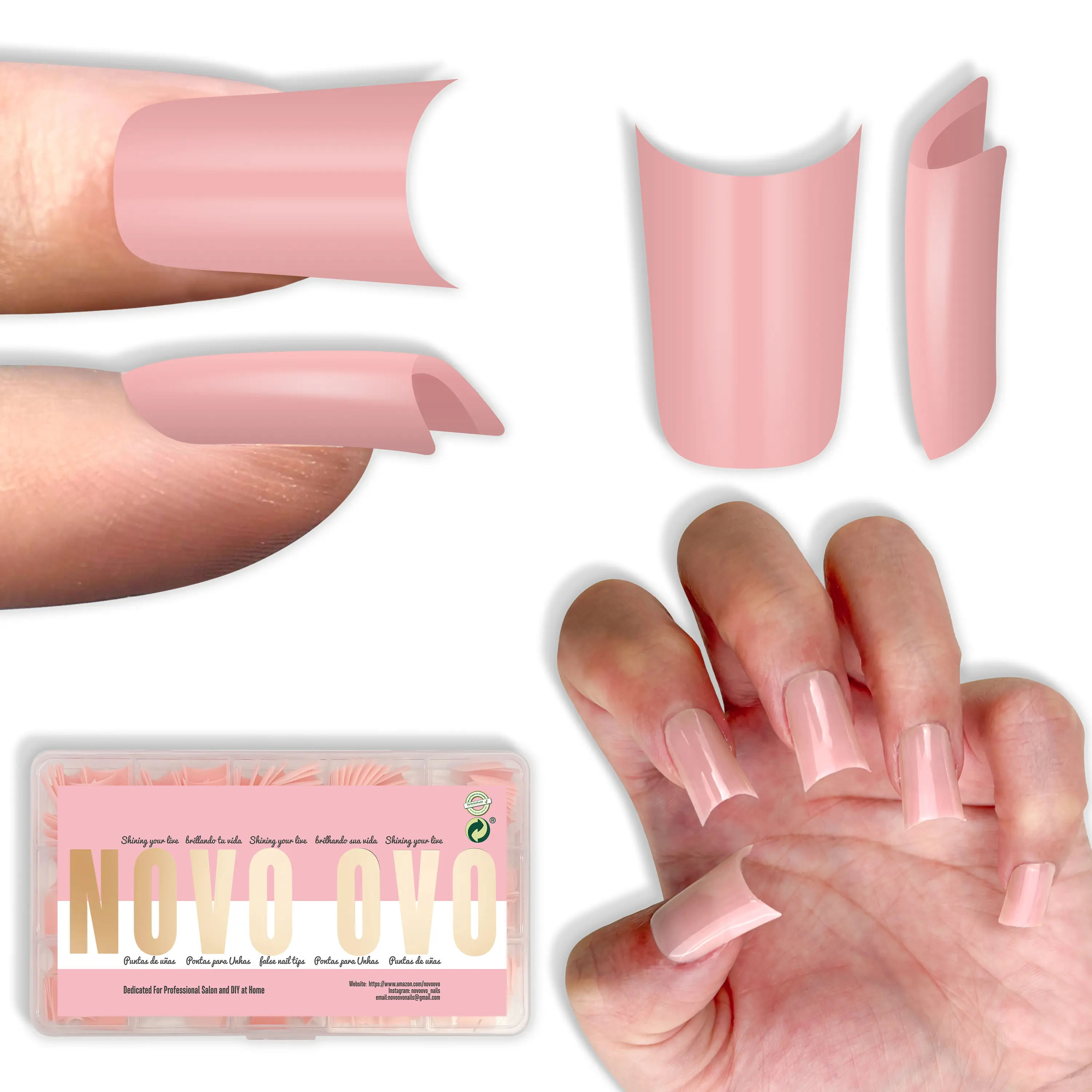 Duck Nails Short with Moon Curve Pure Baby Pink