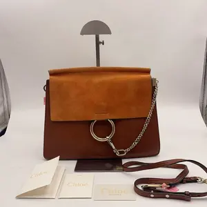 Pre-owned Chloé Chloe brown and orange Faye chain bag hz60975