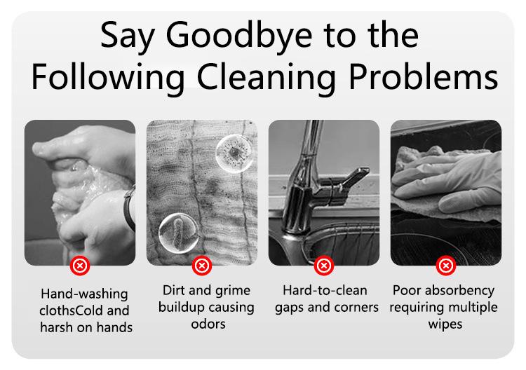 Mini Foldable Mop - No Hand Wash Deep Clean Wet Dry One Hand Use with Replacement Sponge Head for Effortless Home Cleaning Use on Kitchen Countertops Glass Bathroom & Car Interior Household