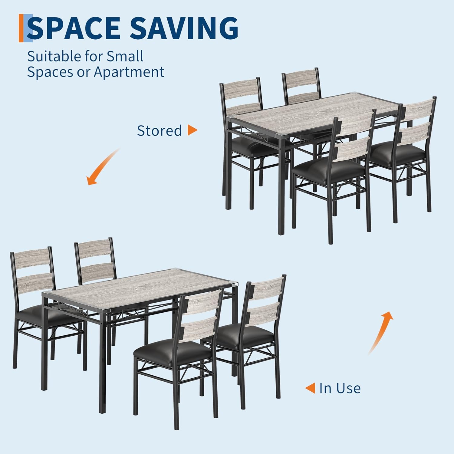 Dining Table Set for 4, Wood Kitchen Table Chairs Set of 4 with Corner Protector, Kitchen Table with 4 Upholstered Chairs, for Small Space, Dining Room, Apartment