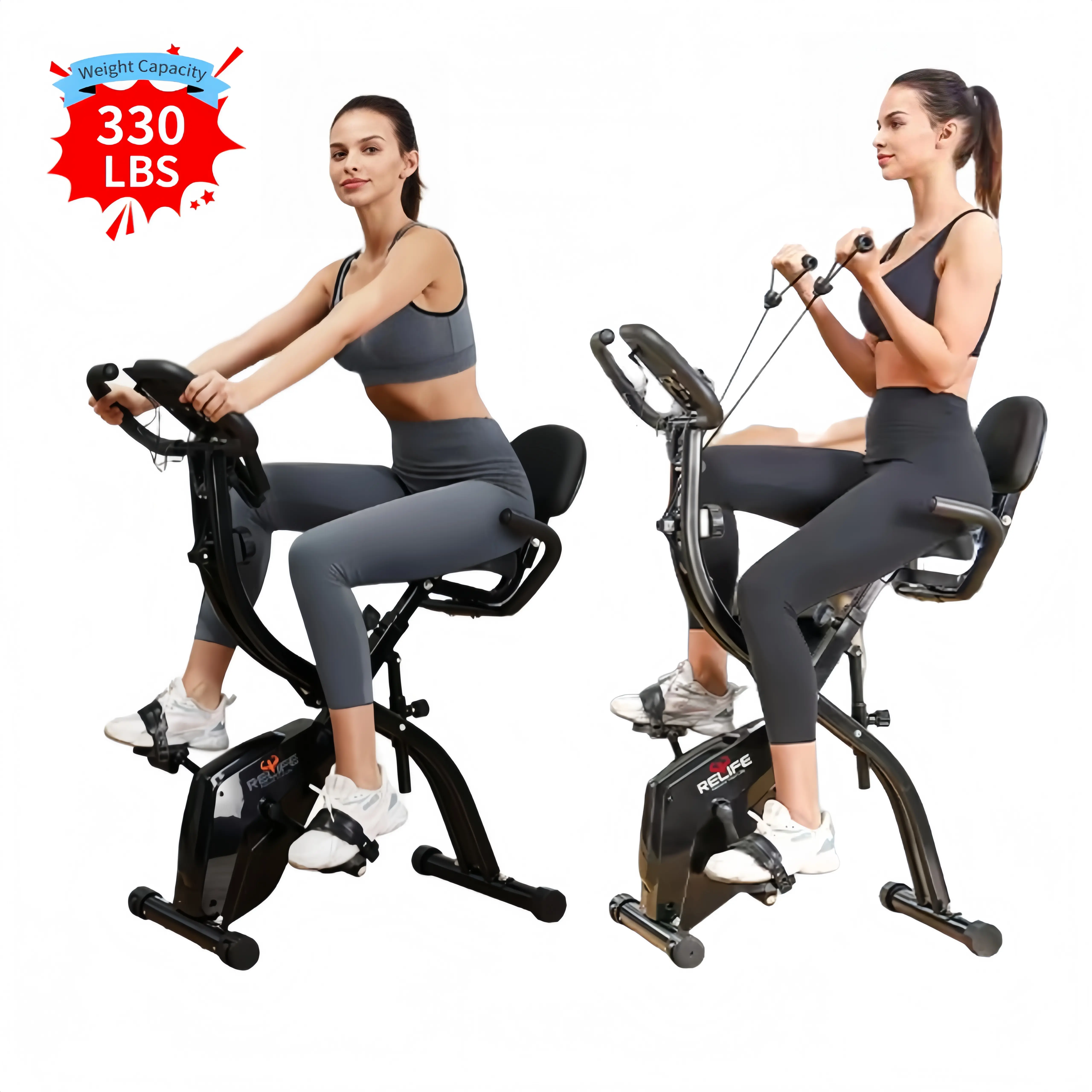 Exercise Bike for Home, Stationary Bike with Enhanced Electronic LED, FathersDayGift Indoor Cycling Bike Cycle Bike with Comfortable Seat Cardio Trainer Foldable Workout Equipment