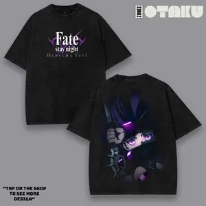 Medusa Fate Stay Night Anime 2 side Washed Tee, Streetwear Hoodies Unisex Anime Manga Cotton Crewneck T-shirt Menswear Vintage graphic tank top Gift For Anime Fan