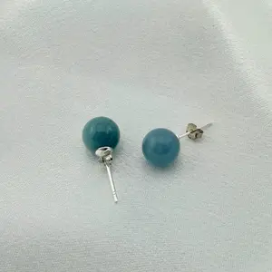 Silver 925 Jade earring studs - Aretes de piedra JADE CON PLATA 925