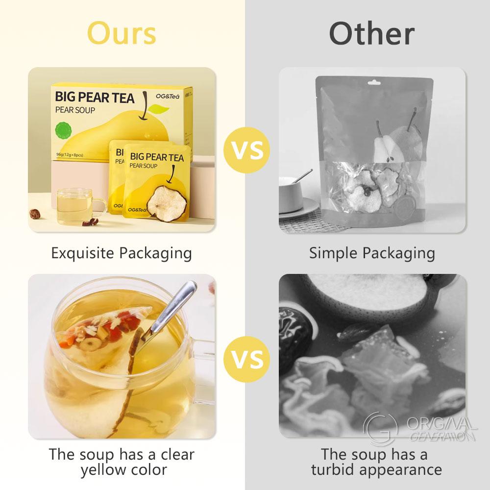 BOGO Cough-relieving Tea Big Pear Tea 3pcs Big Pear 2 Cartons (1Carton 152g 19g×8pack)×2 Caffeine Free Individual Packaging With Goji Berry Red Dates Lily Snow Fungus Pear And Rock Candy With Forest Thermos