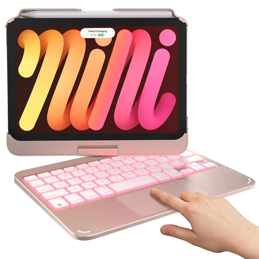 Typecase Keyboard Case for iPad Mini 7 (2024) & Mini 6 (2021) - Wireless Case with 8.3" Keyboard  Mini iPad  - Multi Colors Backlit Keyboard Cover with Trackpad Tablet PC Durable,Gifts for Office Worker Adjustable Multicolor