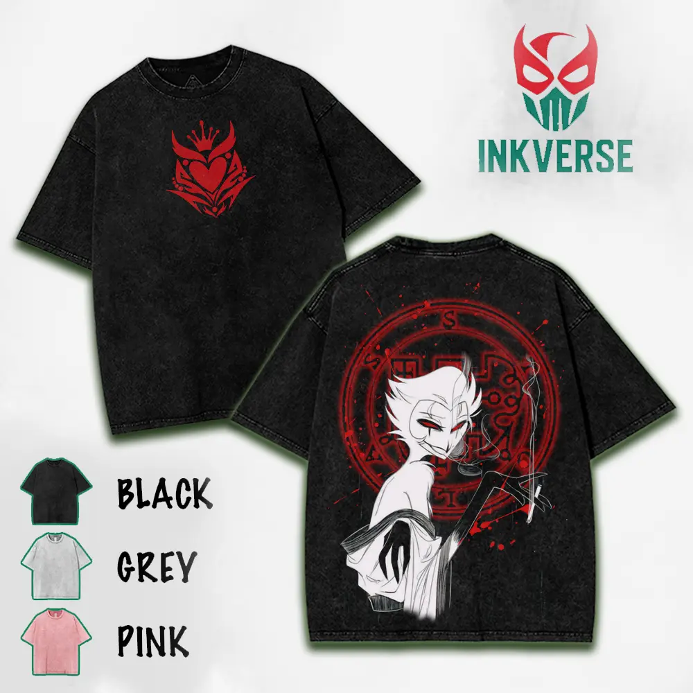 Stolas Helluva Boss v3, Hazbin Washed Shirt, Comic Shirt, TV Show Shirt graphic tees Menswear Top Cotton Fabric lover streetwear