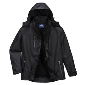Portwest S555 Outcoach Waterproof Breathable Protective Jacket Black in S,M,L,XL,2XL,3XL,4XL,5XL,6XL