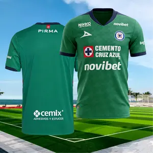 2526 Cruz Azul Away Green Short Sleeve Top Goalkeeper Soccer Jersey LIGA MX