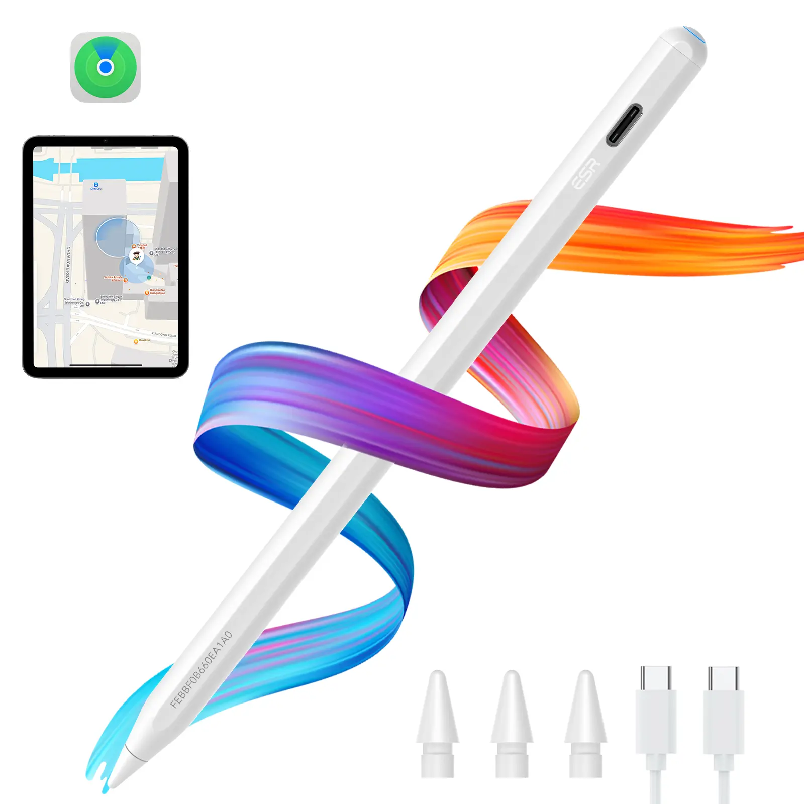 ESR Geo Digital iPad Pencil Findmy Compatible with Apple iPad 2018-2026,with Easy Shortcuts for Apple iPad A16/10/9/8 & Air 13/11 & Pro 12.9/13/11 & Mini 7/6/5(No Wireless Charging)