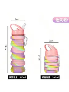 Collapsible Water Bottles 17oz, Odorless  Silicone, Leak-Proof Foldable Reusable Bottle - Perfect For Travel Sports Gym Hiking Camping Cycling -Various Colors