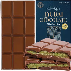 Dubai Chocolate Bar Pistachio, 2.5oz Mini Treat, Premium Pistachio Dubai Chocolate Bar, Viral Candy with Shredded Phyllo Dough, Knafeh, Gift Box