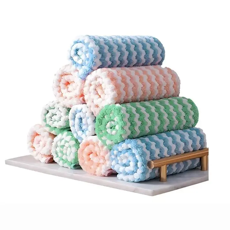 Soft Plush Household Cleaning Cloths - 10 Pack, 9.6×9.6 in, 3 Pastel Colors, Fuzzfree Finish, Durable Cloth for Daily Use - Streak-Free for Desk, Dish Wiping, Countertop Spills - Washable Reusable for Home Kitchens Bathrooms, Assorted Color Cleaning Cloth