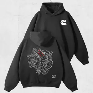 Diesel Engine Hoodie Cummins 5.9L 24V Design, Automotive Graphic Print, Casual Streetwear