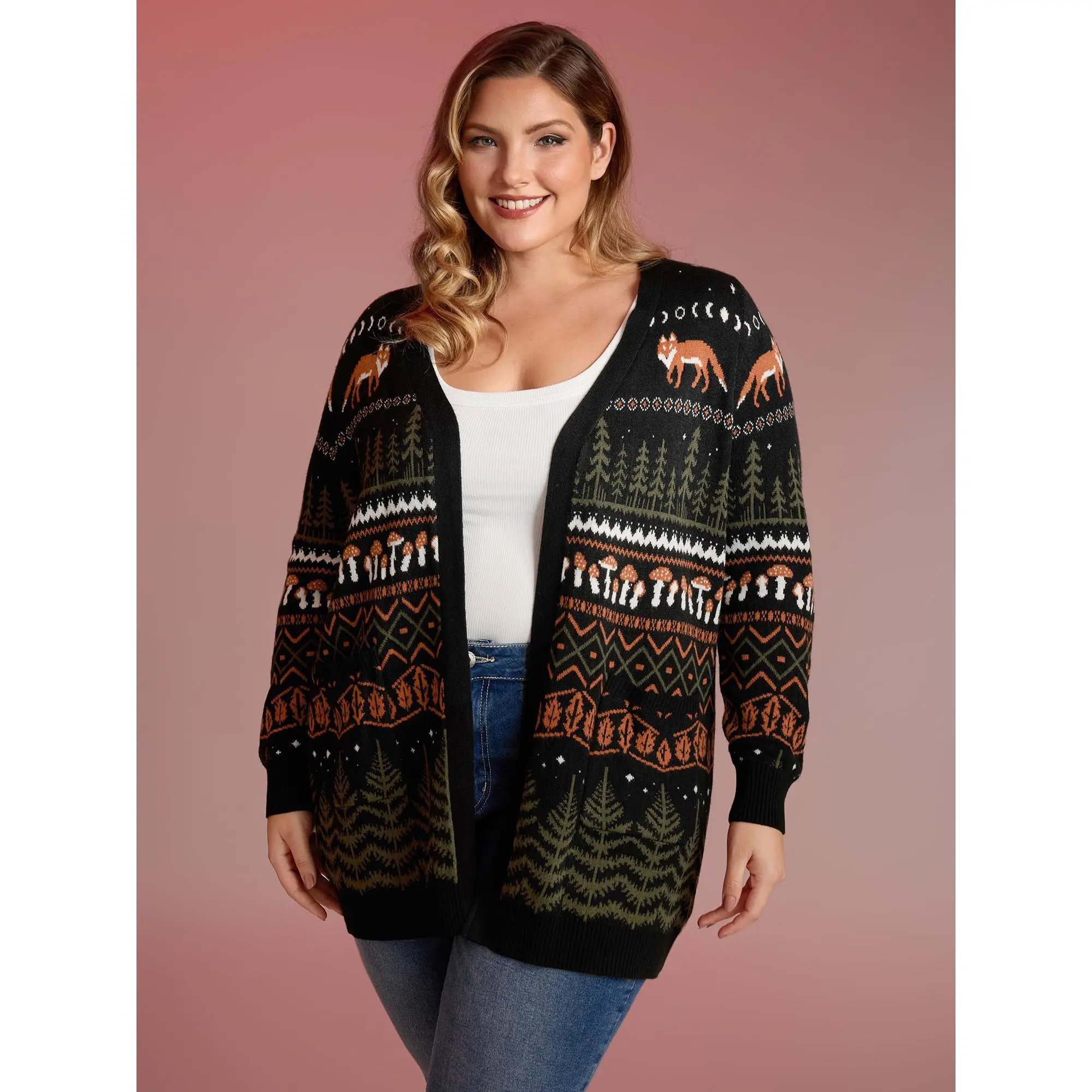 BloomChic Plus Size Knit Cardigan for Women - Relaxed Fit Open Front Sweater with Pockets [M-6X], Lightweight Cozy Layering Top, Everyday Casual Wear