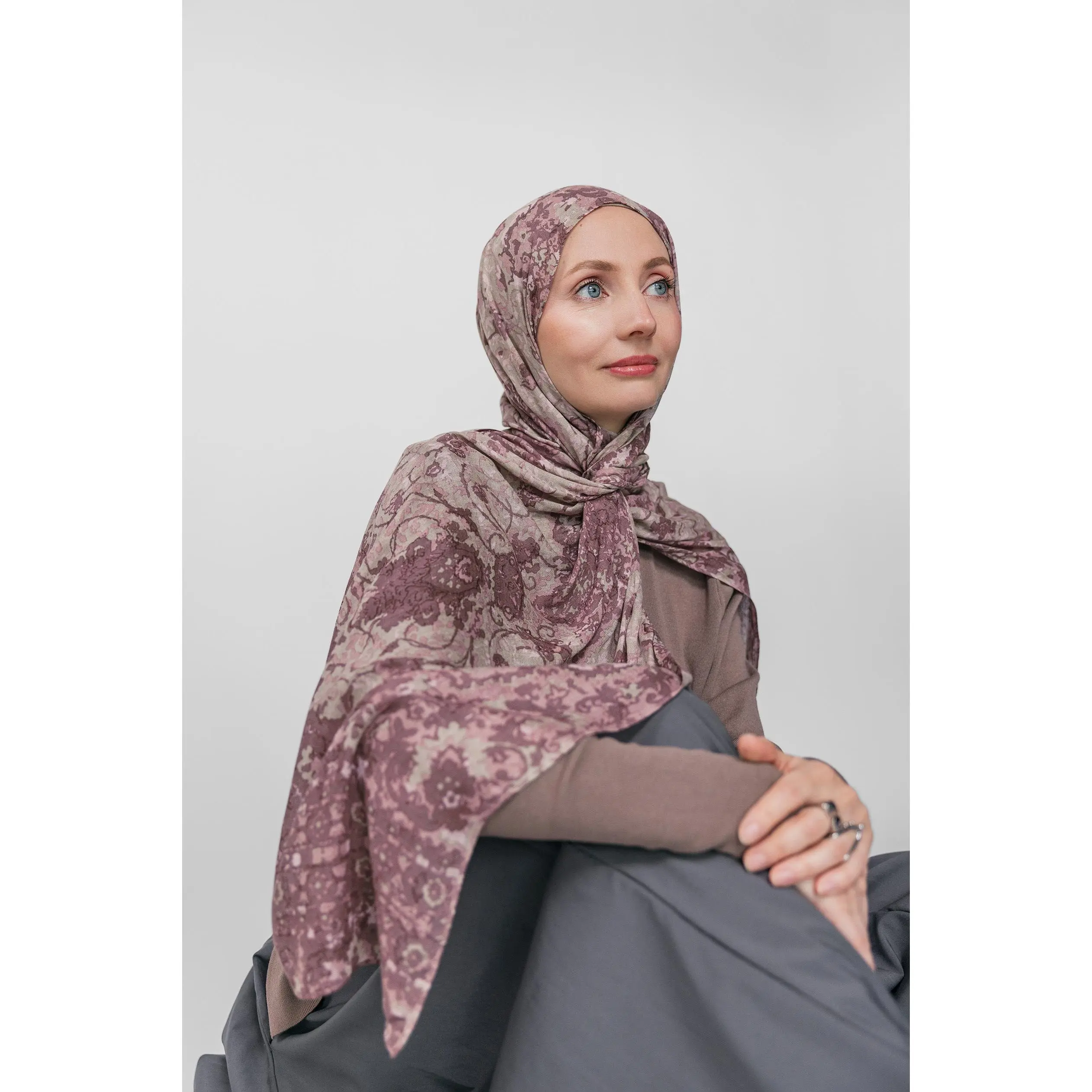 VELA Hijab for Women, Elegant Mauve Tapestry Modal Scarf, Richly Dimensional Head Scarf Wrap for Modest All-Occasion Wear, Modesty Hijab Wrap, Scarf Head Wrap