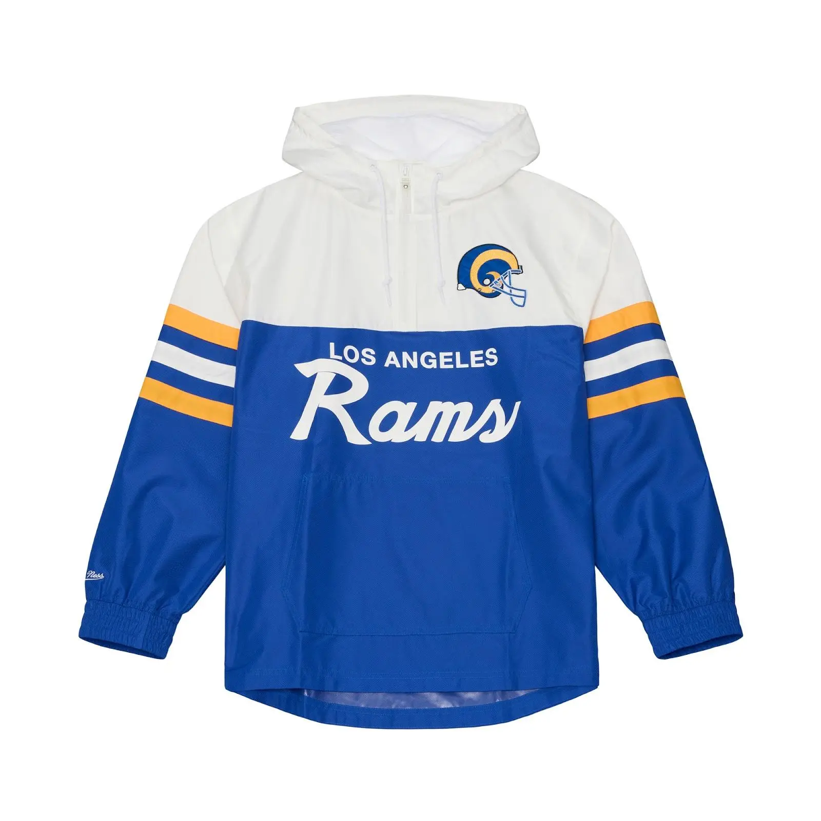 Los Angeles Rams Royal Head Coach Lightweight Anorak Quarter-Zip Windbreaker NFL Throwback Outerwear Vintage Fan Gear Mitchell & Ness