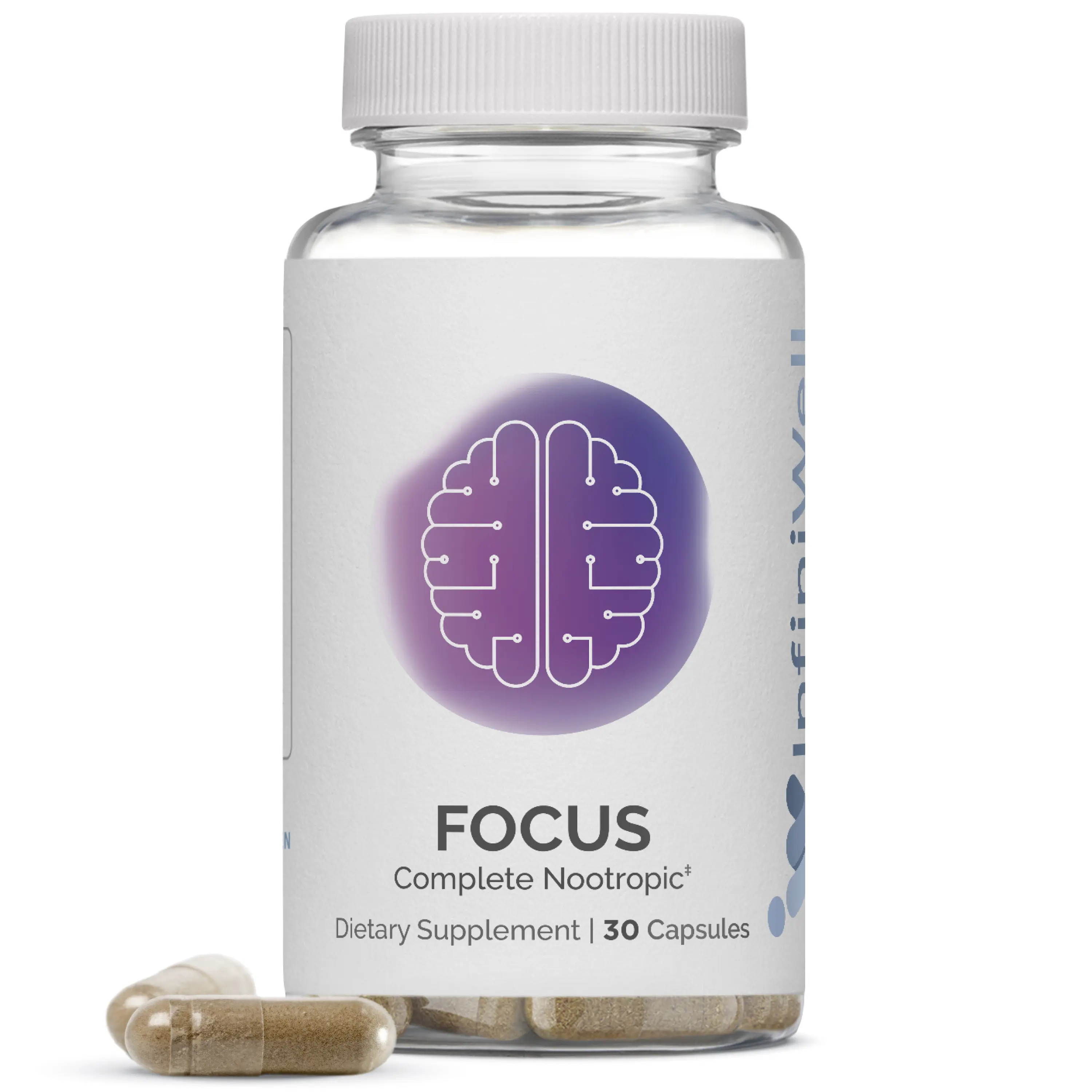 InfiniWell Focus - Nootropic Brain Support Supplement with Rhodiola, Lutein & Natural Caffeine - Mental Energy, Memory & Blue Light Eye Support Fitness Supplement Health Healthcare Dietary Supplement