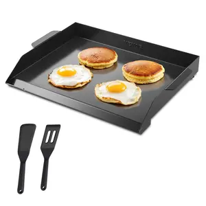 VEVOR Carbon Steel Griddle,  , 22x16 inch Universal Flat Top Rectangular Plate, Gas Grill Griddle for BBQ Grill, Teppanyaki, Portable Family Cookware, for Camping Tailgating Party, Black
