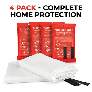 4 Pack Fireproof Emergency Fire Blanket - 40"x40" Fiberglass Fire Safety Shield for Kitchen, Camping, Emergency Survival Supplies (Home, Grill Use), Fireproof Blanket