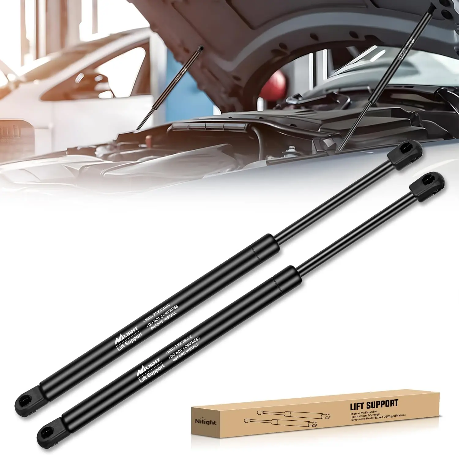 Nilight Hood Lifting Gas Struts Lift Supports SG404025 (4142) for Ford Explorer 2002-2010, 13in Compressed/13.10in Extended Nitrogen Shocks, 2PCS Leak-Proof High-Strength Rods, 45000-Time Durability Test, Quick-Install Replacement Automotive Accessories