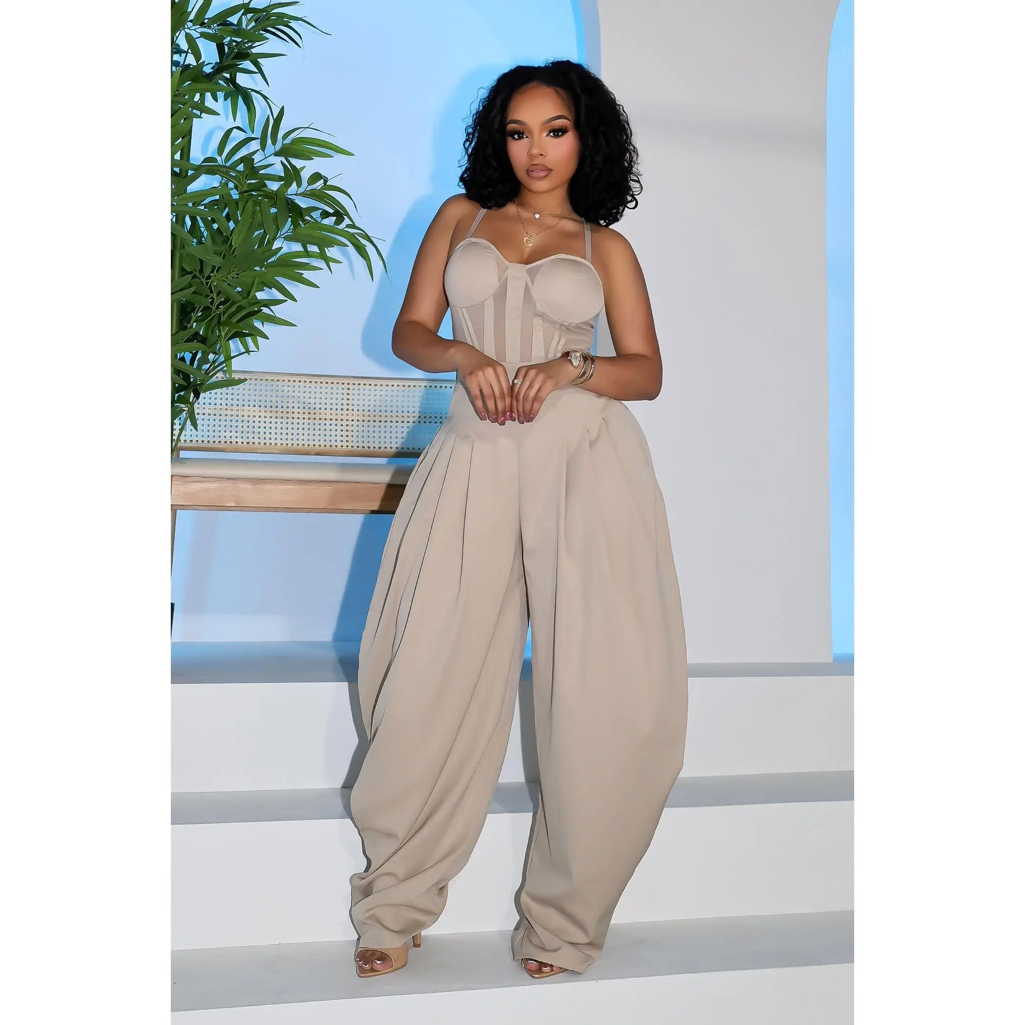 Ovela Sheer Corset Jumpsuit