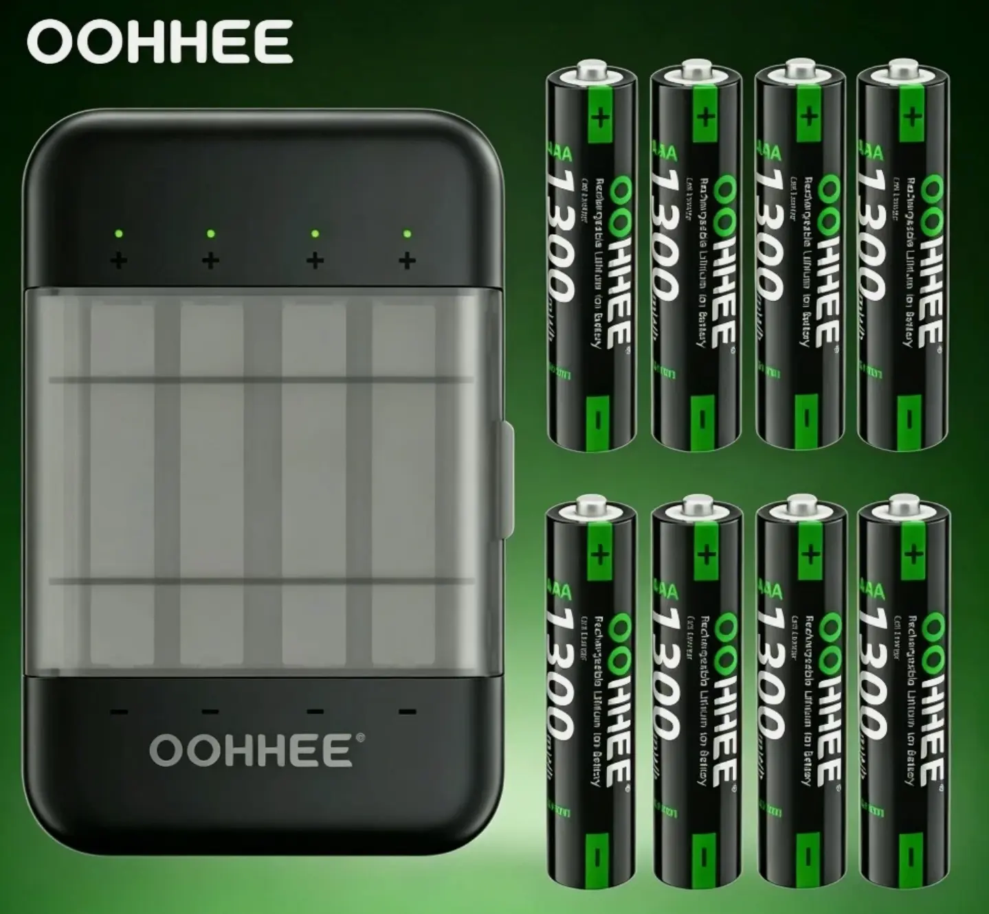 8PCS 1.5V 1300mWh AAA Rechargeable Lithium Batteries, 4-Slot Charging Storage Box, Long Life Lithium Battery Replacement for Triple A Power Needs, Long Life Battery