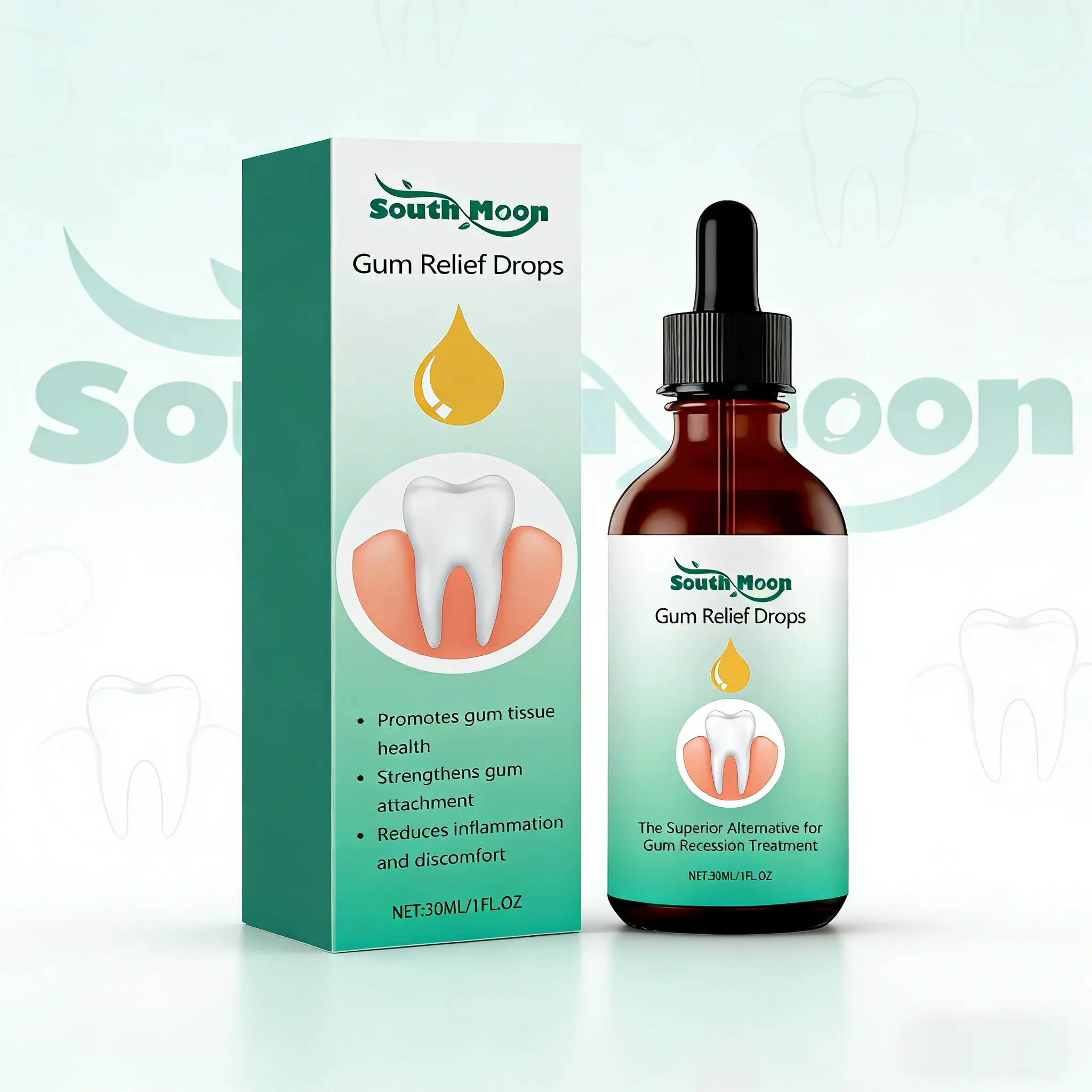 Manual Water Mint Oral Care Kit with Gum Repair Drops & Cleanser - Periodontal Health Support, Receding Gums Relief, Swelling Reduction, Stain Tartar Plaque Removal, Removes Plaque, Gum Protection