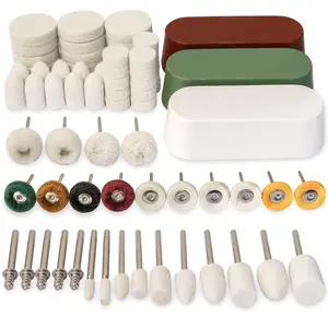 72PCS Buffing Wheel Polishing Kit, with Polish Compound, Rotary Tool Accessories with 1/8" Shank, Abrasive Wheel Buffing Polishing Wire Brushes Wool Felt Cotton Mounted