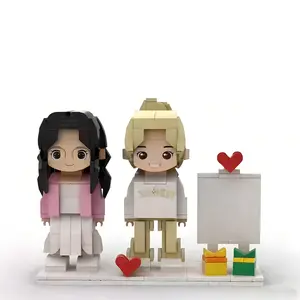 DIY Custom Photo Building Blocks Kit - Personalize with Pet or 1Person 2-Person Picture, Creative Memory Gift for Wedding, Valentine’s Day, Housewarming, Desktop Decor