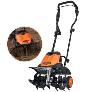 VEVOR 12 Amp Electric Tiller 18" Width 3.94" Depth Corded Tiller with Steel Mn Tines High-Performance Motor for Garden Lawn Soil Digging