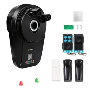 Automatic Rolling Garage Door Opener 800N Lifting Force Smart Roll-up Shutter Motor with Auto-Safety Reverse System Wireless Remote & Wall Control Panel, Manual Release, Photo Beam Ready for Home & Commercial Use