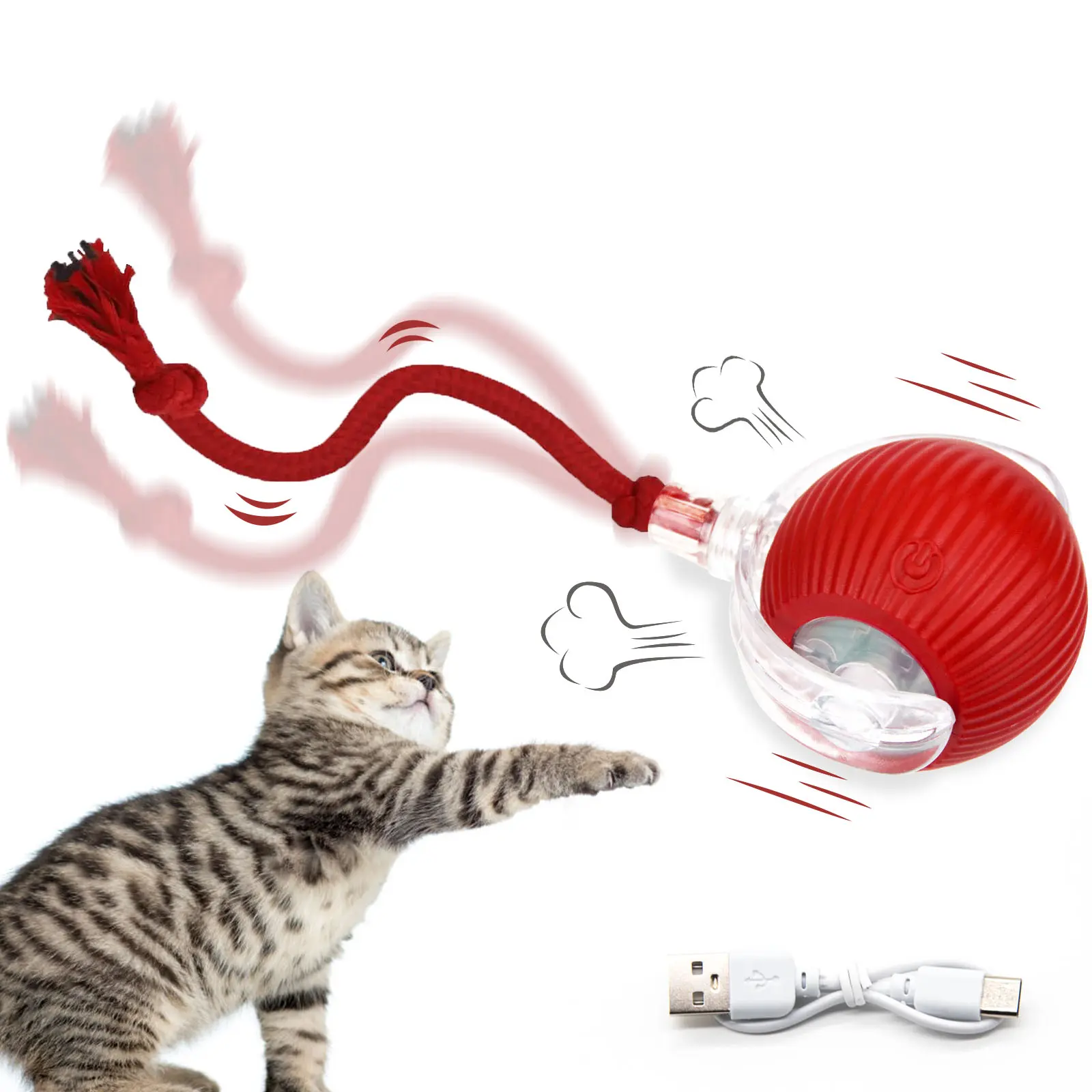 Cat&Small dog Toy - Interactive USB Rechargeable  Ball Toy , Anti-Depression Fun Gift for Cats & Dogs petlovers