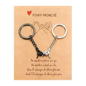 2Pcs Pinky Promise Matching Keychains for Couples, Valentines Day Anniversary Galentines Gifts for Him Her Boyfriend Girlfriend