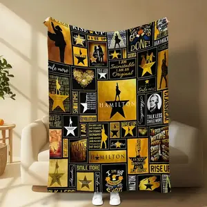 Countdown Sale! Hamilton Musical Fan Soft Flannel Blanket,weighted blanket， Classic Quotes & Silhouettes Design, Perfect for Bedroom Decor & Air Conditioning Rooms