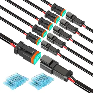 Nilight 2 Pin DT Connectors 16AWG 6 Kits Male and Female Electrical Connector Waterproof Plug and Play w/Heat Shrink Butt Terminals for Automotive Cars Truck Motorcycle Marine Boats