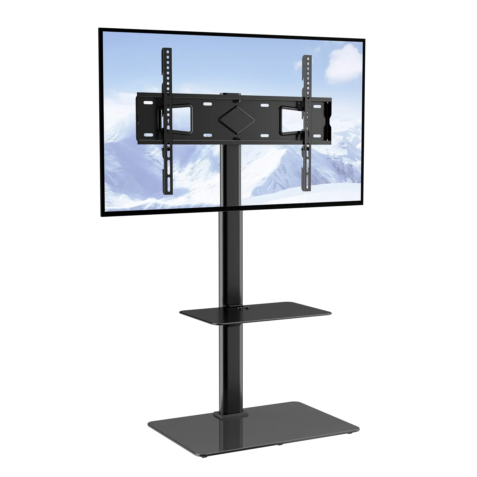 【Summerfinds】VEVOR TV Stand Mount Swivel Tall TV Stand for 32 to 65 inch TVsHeight Adjustable Portable Floor TV Stand with Tempered Glass Base for BedroomLiving Room,dorm essentials,home decor