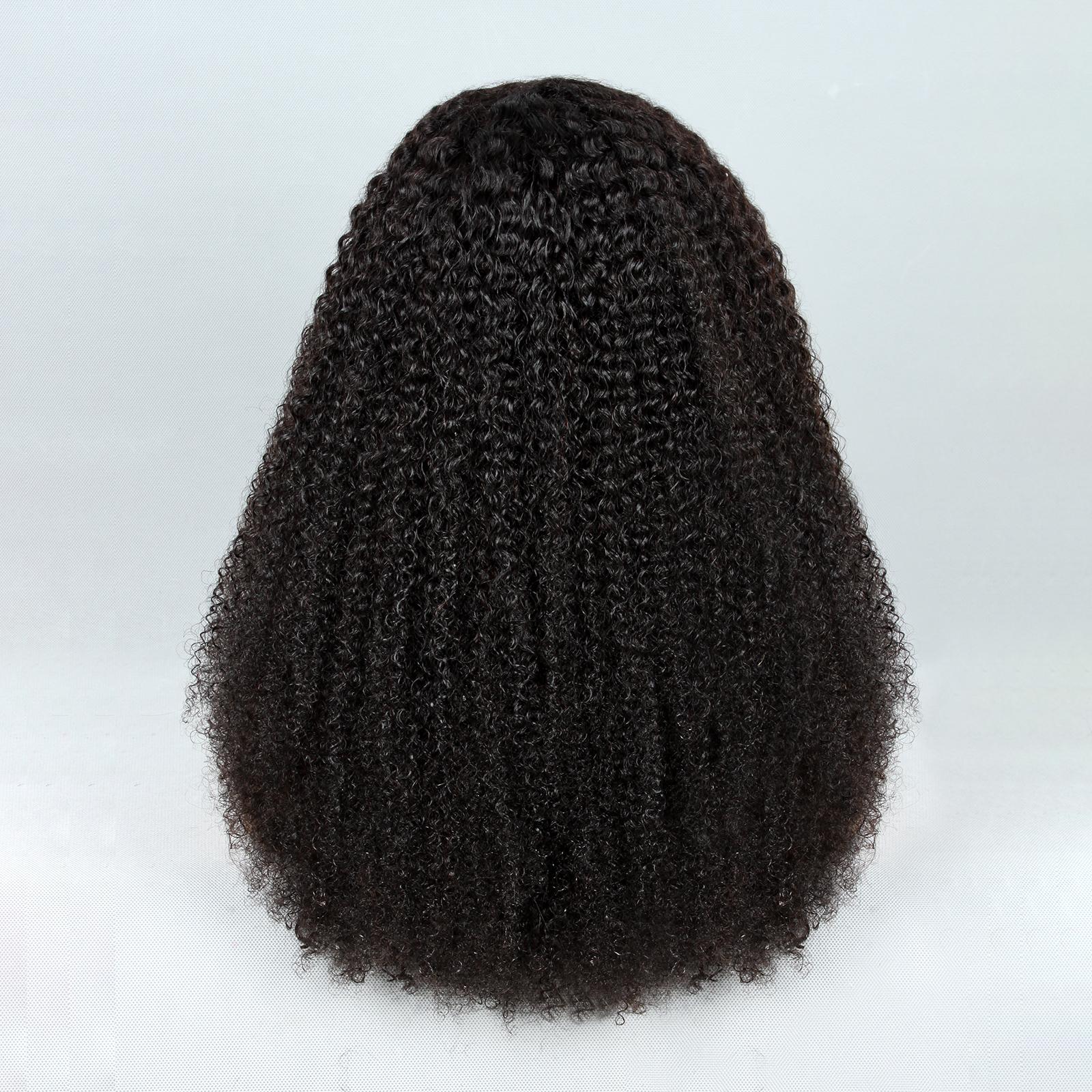 Kinky Curly Half Wig Human Hair 200% Density 3 In 1 Half Wig With Drawstring Seamless Clip Glueless Wear and Go Headband 100% Human Hair  Wig Beginner Friendly For Women valentines gifts for gf