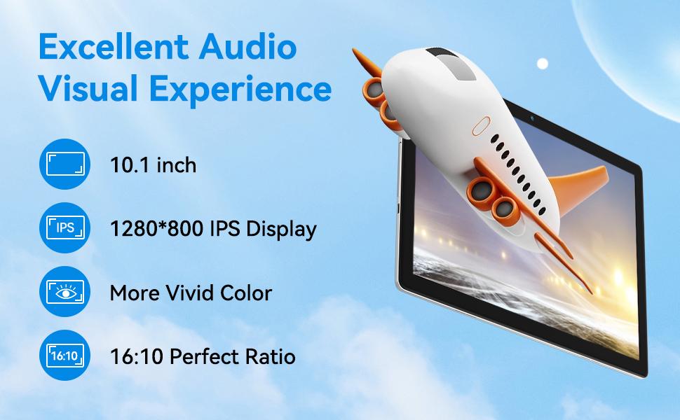 AEEZO 10.1inch Android 14 Tablet 8GB RAM+64GB ROM (Expandable up to 1TB), WiFi , Fast Charging, 5MP+8MP Dual Camera, Wi-Fi, Widevine L1 Support, fathersdaygift/ Good Gift for Family and Friends