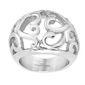 Stately Steel Heart Cutout Ring