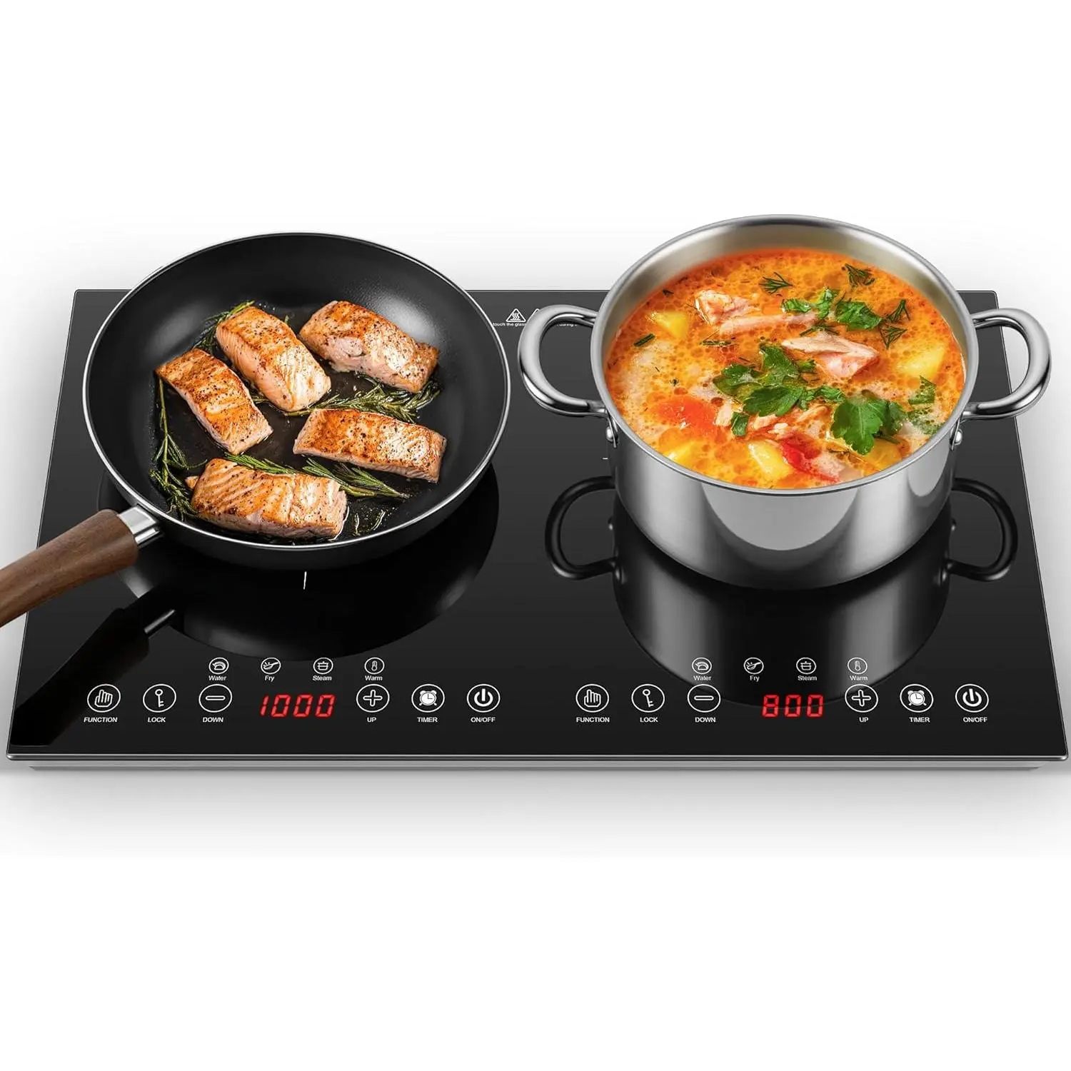 Portable 2-Burner Induction Cooktop (23 in) - 1800W Household Appliances Double Induction Hob with 8 Power Settings, 4 Pre-Set Modes, Ultra-Thin Design, Sensor Touch Control, Child Safety Lock, Timer, Induction Stoves tiktokshopbacktoschool Induction Kitc