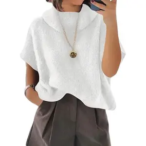 CICY BELL Women's Oversized Turtleneck Knitwear Sweater, Short Batwing Sleeves, Slouchy Loose Fit Chunky Pullover Top for Womenswear, Breathable Polyester Fabric