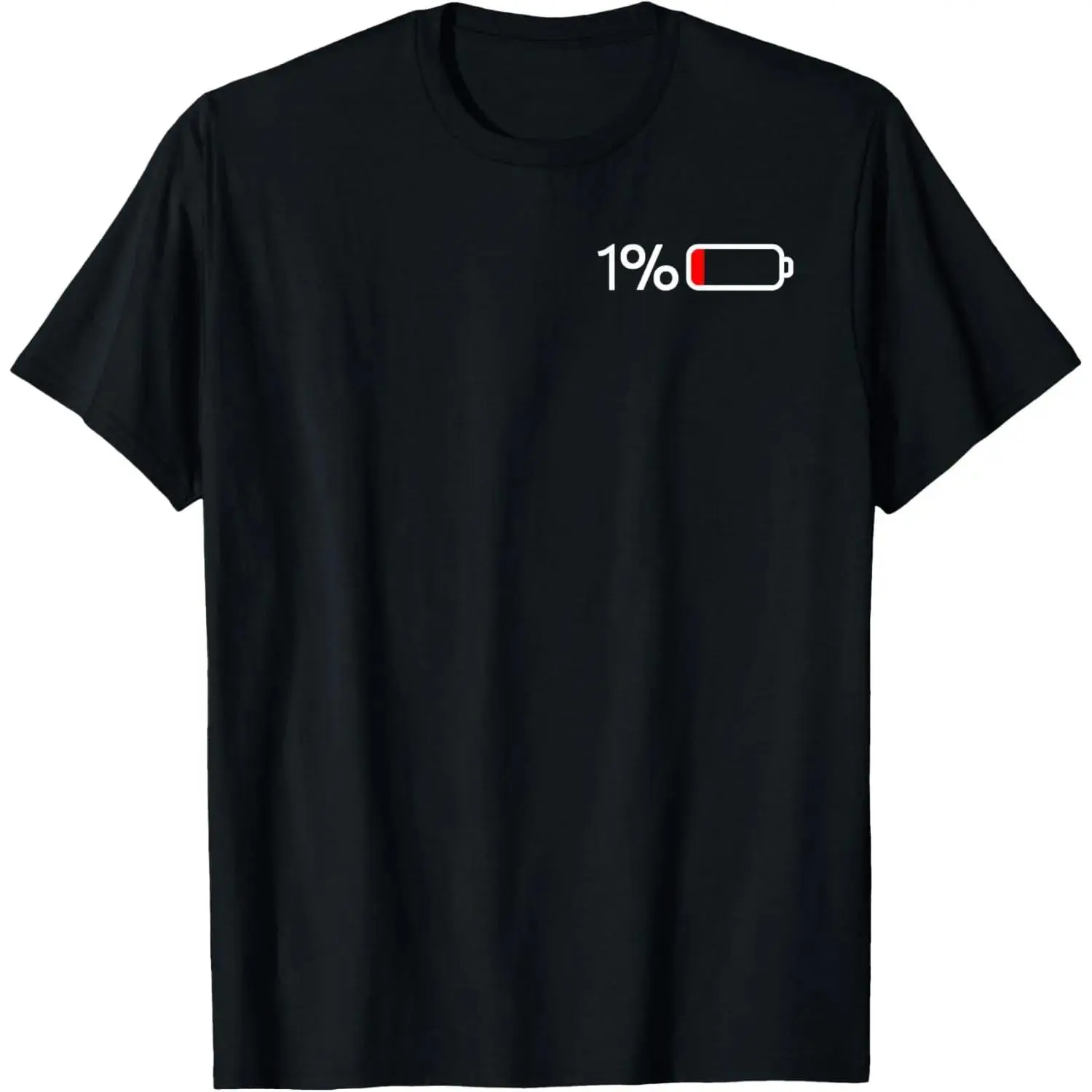 Oversized T-Shirt for Men with Funny 1% Battery Graphic, Casual Loose-Fit Crewneck Top in Breathable Cotton Fabric