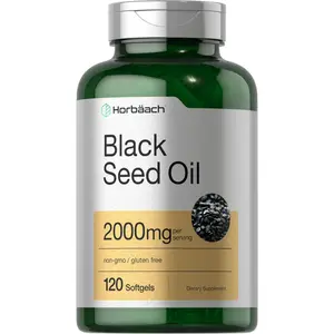 Horbaach Black Seed Oil Cold Pressed Softgel Capsules | 2000mg | 120 Count | Supplement with Omega 6 and 9 | Nigella Sativa | Non-GMO and Gluten Free