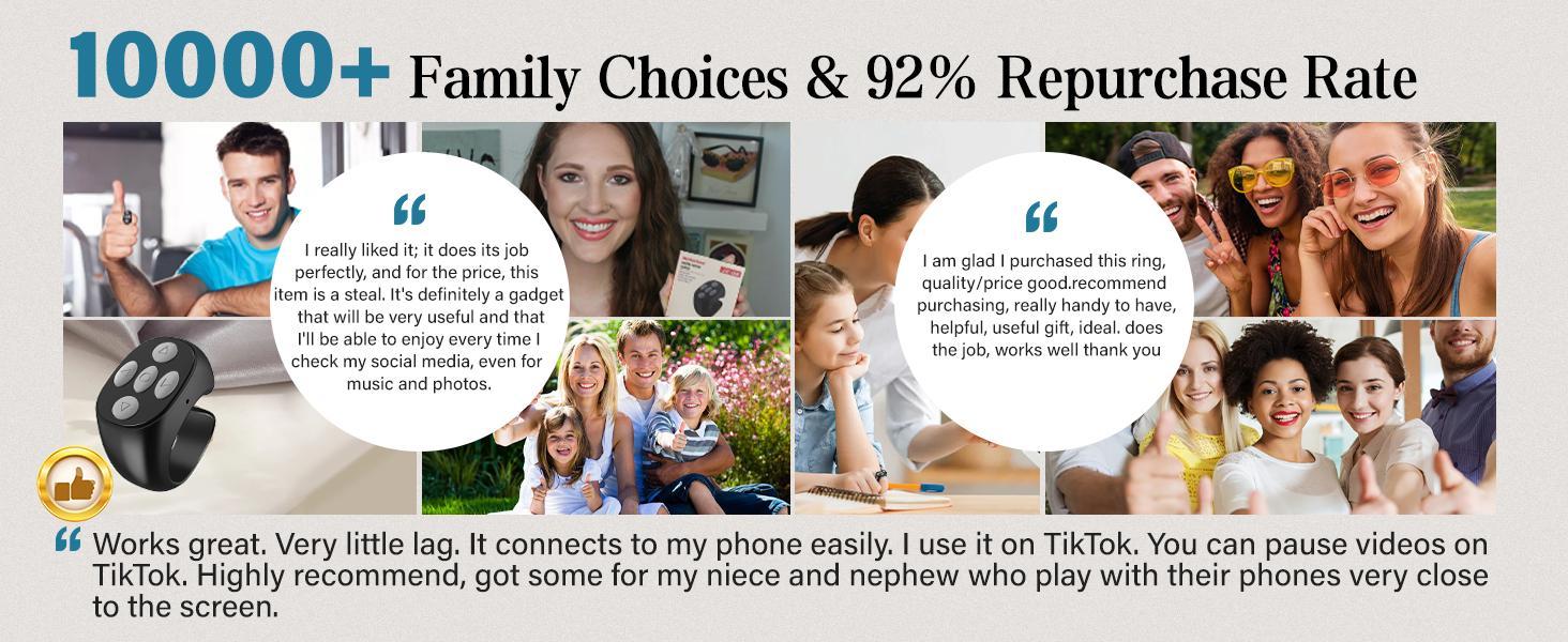 Upgraded TikTok Scrolling Remote Control w/Phone Holder | Wireless Page Turner & Camera Shutter | For iOS & Android | Selfie/Video Accessory